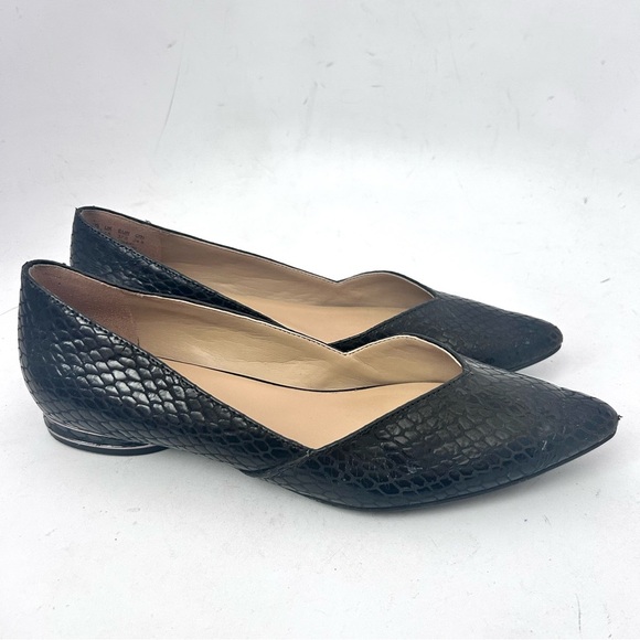 Naturalizer Havana Flat Size 7.5 Snakeskin Embossed Leather Pointed Toe Black - Picture 5 of 12